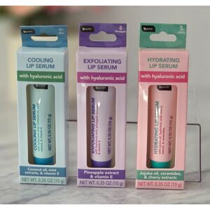 b.pure Lip Serum Set of 3 Hydrating Exfoliating Cooling Hyaluronic Acid